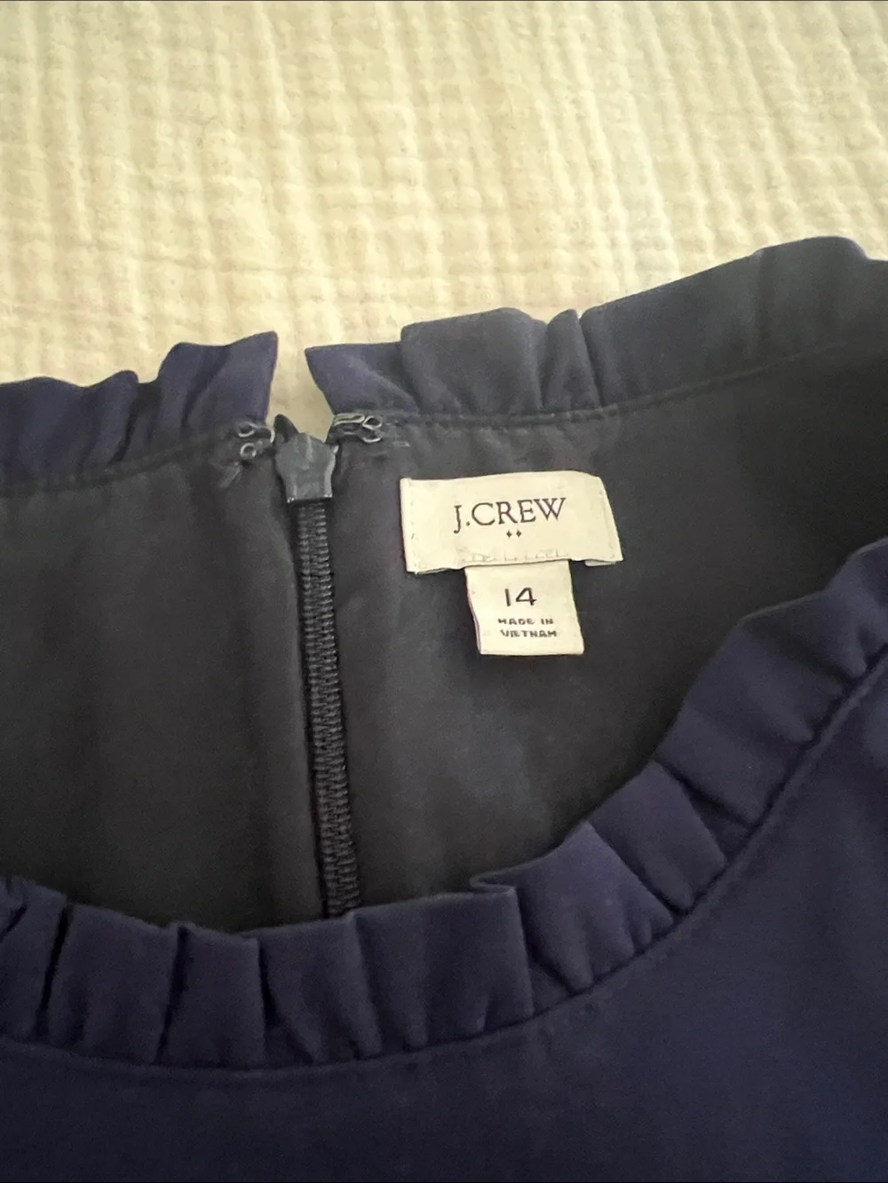 J. Crew Navy Ruffle-Edge Sleeveless Mini Dress